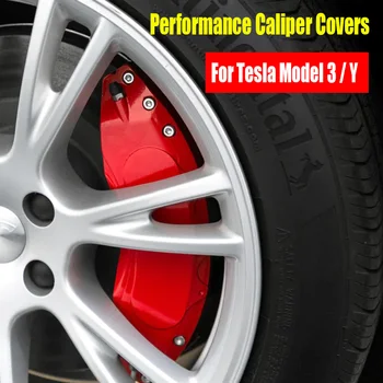 Penutup Kaliper Performa untuk Tesla Model 3 / Y Penutup Kaliper Rem Paduan Aluminium Aksesori Mobil Modifikasi