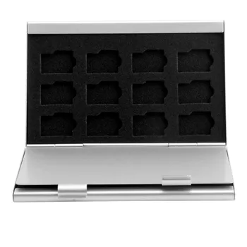 Perak Aluminium Penyimpanan Kartu Memori Case Kotak Pemegang untuk 24 Kartu Micro SD TF C26