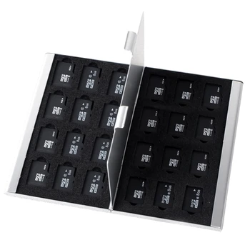 Perak Aluminium Penyimpanan Kartu Memori Case Kotak Pemegang untuk 24 Kartu Micro SD TF Whosale & Dropship