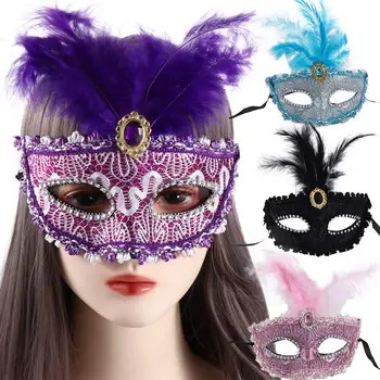 Pesta Topeng Wanita Menyamar Mewah Bulu Merak Setengah Wajah Topeng Cosplay Kostum Venetian Masker untuk Anak-anak