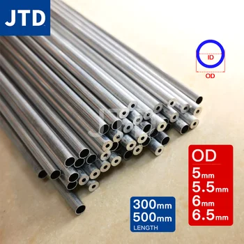 Pipa aluminium JTD diameter luar 5 5.5 6 6.5 mm panjangnya300 500mm Pipa tabung aluminuim bulat lurus berongga 6063 Berdinding tebal Besar
