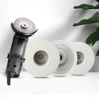 Pousbo ® Roda Pemoles Wol Roda Penggosok Cakram 100 Penggiling Sudut Bantalan Penyangga Pemoles Felt untuk Perabotan Logam Aluminium Pemoles