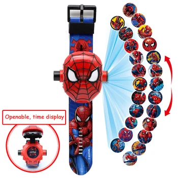 Proyeksi 3D Marvel Iron Spiderman Jam Tangan Anak Perempuan Kapten Pahlawan Super Pola LED Jam Tangan Anak Laki-laki Jam Relogio Infantil