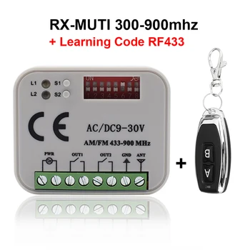 RX MUTI Penerima Pintu Garasi Universal Sakelar Remote Kontrol Pengontrol 2CH Pembuka Pintu Gerbang 12V 24V dengan Pemancar RF433