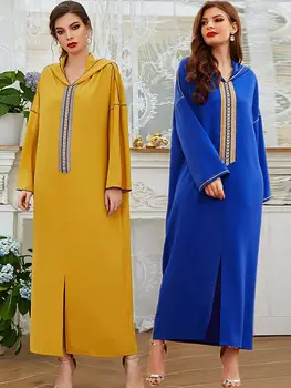 Ramadan Kaftan Abaya Dubai Arab Saudi Turki Islam Muslim Gaun Sederhana Abaya untuk Wanita Jubah Longue Djellaba Femme Kaftan