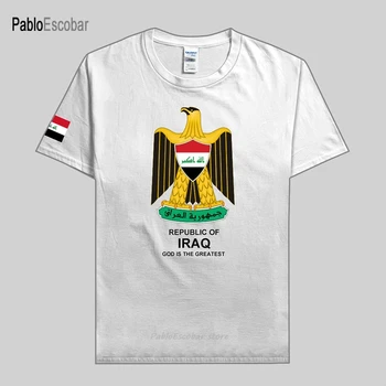 Republik Irak Kaos pria Irak Kaus modis tim nasional Kaus Katun 100% kaus pakaian olahraga negara IRQ