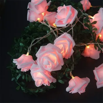 Rose Flower Garland String Lights untuk Dekorasi Pernikahan Valentine Dekorasi Pesta Dekorasi Natal untuk Hadiah Liburan Peri Rumah