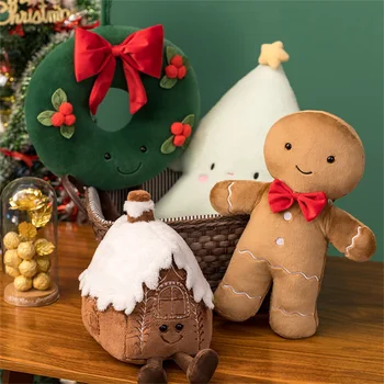 Roti Jahe Natal Mainan Mewah Boneka Kartun Manusia Roti Jahe / Rumah Salju / Karangan Bunga / Pohon Natal Boneka Lembut Dekorasi Rumah