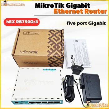Router MikroTik Gigabit Ethernet Asli Router hEX RB750Gr3 Mendukung 5 10/100/1000 Mbps 5 Port Ethernet kecil mudah digunakan