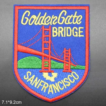 Sanfrancisco Merah Goldengate Jembatan Besi pada Kain Bordir Penuh Patch untuk Anak Perempuan Anak Laki-laki Pakaian Stiker Pakaian Pakaian