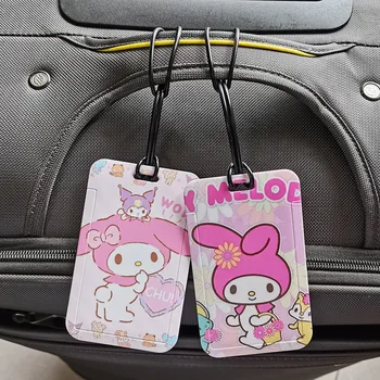 Sanrio My Melody Lucu Aksesori Perjalanan Dorong & Tarik Tag Bagasi Koper Plastik Tempat Kartu Identitas Tag Boarding Bagasi