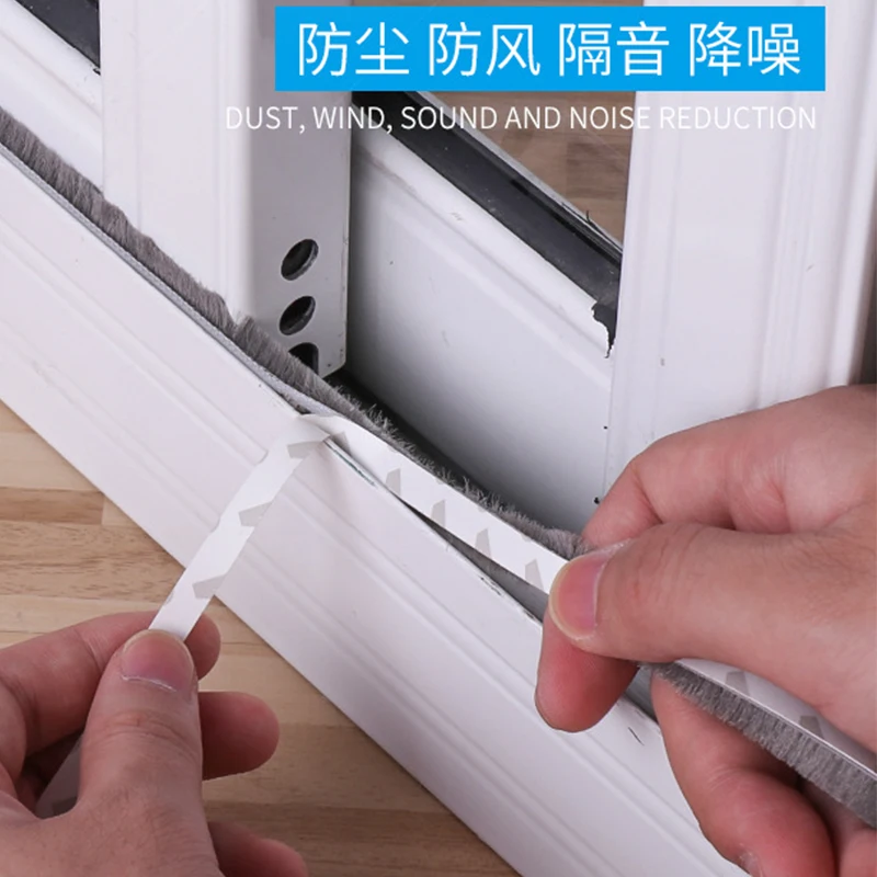 Self-Adhesive Penyegelan Tahan Angin Sikat Strip untuk Rumah Pintu Jendela Draft Excluder Sikat Cuaca Strip Seal Tape Strip Gasket - 1