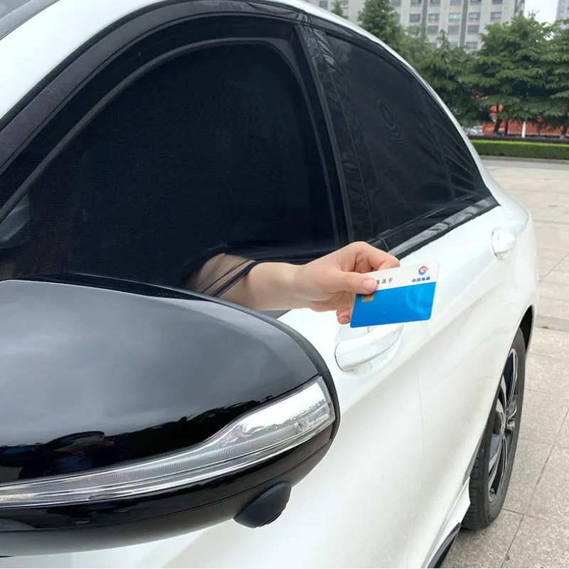 Sepasang Penutup Pintu Kasa Jendela Mobil Penutup Sinar Matahari UV Jendela Samping Depan/Belakang Jaring Nyamuk Mobil Jaring Universal - 3