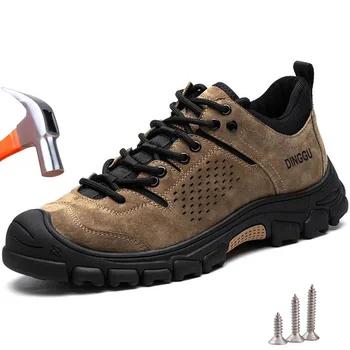 Sepatu Keselamatan Kerja Sepatu Kets Kerja Anti-smash Anti-tusukan Pria Sepatu Bot Keselamatan Kaki Baja Pelindung Sejuk Ringan