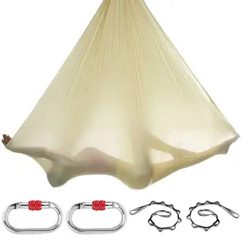 Set Sutra Udara 5*2.8 m Peralatan Tempat Tidur Gantung Ayunan Yoga Sabuk Inversi Anti-Gravitasi untuk GYM Yoga Terbang Tari Udara Rumah GYM