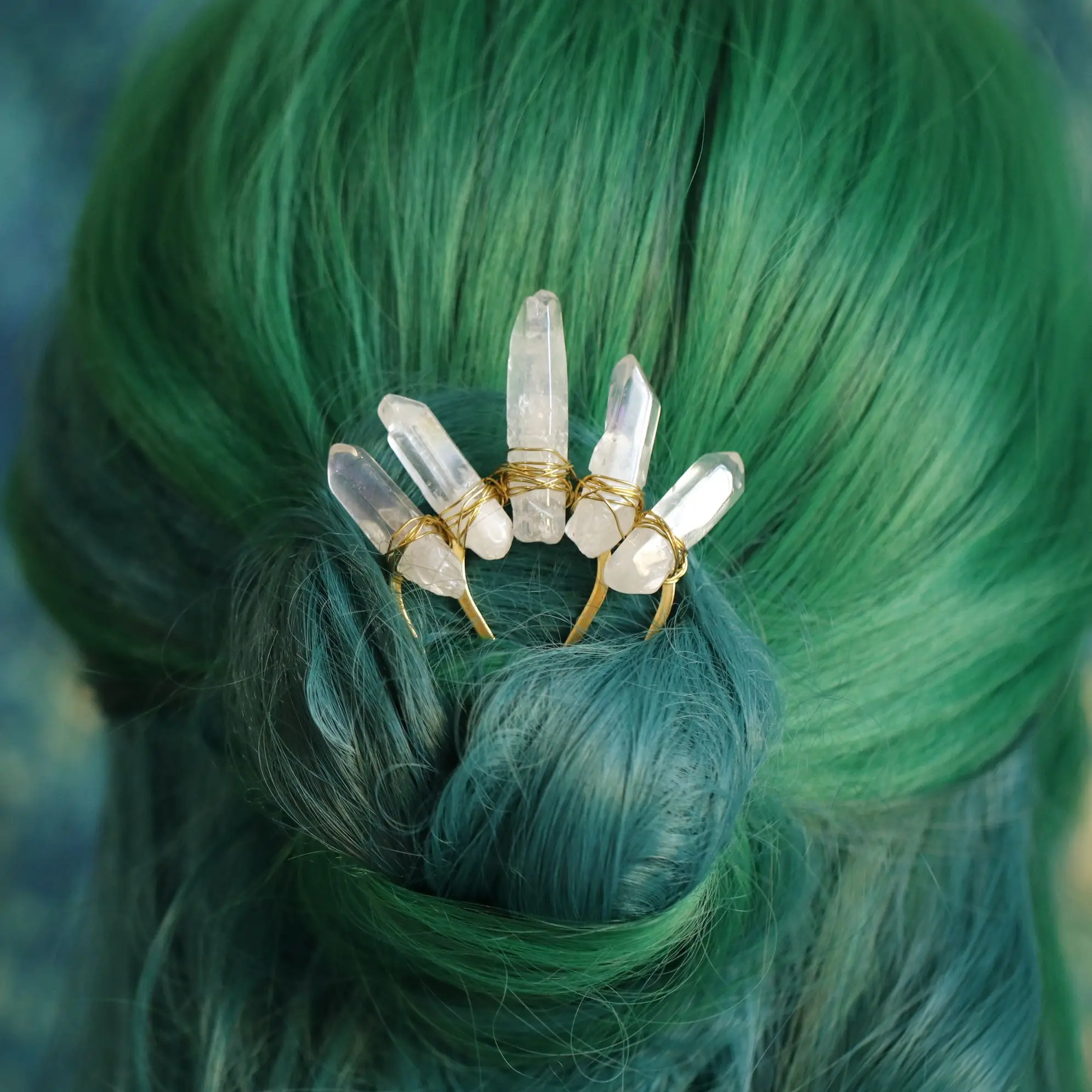 Sisir pengantin warna kristal mentah, jepit rambut kristal, aksesoris rambut kristal, hadiah pernikahan BOHO - 0