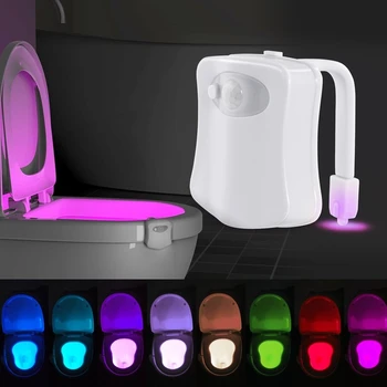 Smart PIR Sensor Gerak Dudukan Toilet Lampu Malam 8 Warna Lampu Latar Tahan Air untuk Mangkuk Toilet Lampu Luminaria LED Lampu Toilet WC