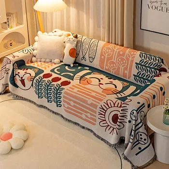 Sofa Cover Selimut Blanekets Kotak-kotak untuk Nordic Ins Angin Musim Panas Universal Tempat Tidur Sofa Bed Dekoratif Boho Piknik dengan Rumbai