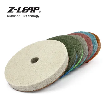 Spons Berlian Z-LEAP 7 Buah 4 Inci untuk Abrasive Pemoles Marmer Roda Pemoles Batu Buatan Ketebalan Cakram Buff 10mm