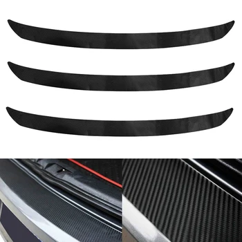 Stiker Pelat Mobil Bumper Belakang Serat Karbon 3D Pelindung Trim untuk VW Golf MK6 GTI R20 Alat Anti Gores Otomatis