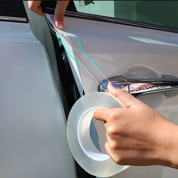 Stiker Pelindung Tepi Pintu Mobil Strip Film PVC Pelindung Tepi Anti Tabrakan Transparan Pelindung Gores Segel Karet Pelindung Otomatis