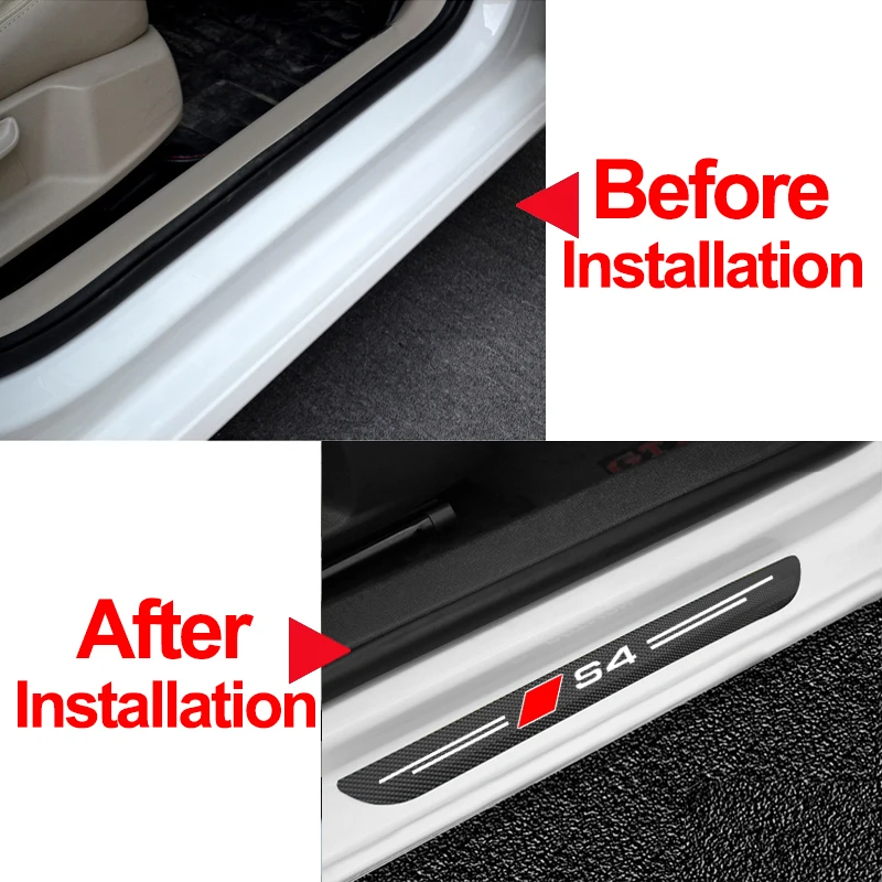 Stiker Strip Pelindung Tepi Pintu Mobil Serat Karbon untuk Aksesori Audi A3 8V 8P S3 A5 A6 C7 C6 S5 S6 Sline A4 S4 B8 B9 B7 - 2