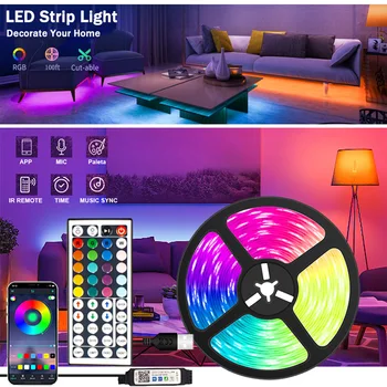 Strip LED untuk Dekorasi Ruangan Lampu Latar TV LED Jarak Jauh Bluetooth 1m 2m 3m 4m 5m Pita RGB Lampu Strip LED 5050 Warna untuk Natal