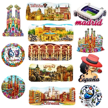 Suvenir Magnet Kulkas Negara Dunia Magnet Kulkas Spanyol Madrid Barcelona Stiker Dekoratif Magnetik Kerajinan Resin