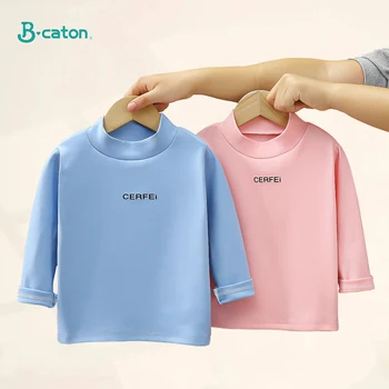 T-shirt Atasan Musim Semi Musim Gugur Anak-anak Pakaian Dalam Hangat Termal Kerah Lengan Panjang Pakaian Atasan Nyaman untuk Anak-anak 1-8 Tahun