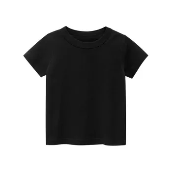 T-shirt Baru Musim Panas Pakaian Bayi Perempuan Warna Murni Leher Bulat Lengan Pendek Mode All-Match Out Pakaian Anak Laki-laki Pakaian Anak-anak
