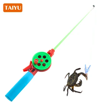 TAIYU 40cm 59g Pancing Teleskopik dengan Gulungan Umpan Gratis dan Tali Pancing Ikan Mudah Dibawa Pancing Es FRP untuk Anak-anak Menggunakan