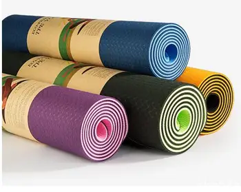 TPE Yoga Mat Kebugaran Yoga Mat 6mm untuk Latihan Kebugaran Pilates Gym Tanpa Selip Dua Sisi Lingkungan Hijau Yoga Mat 183*61*0.6