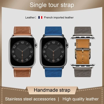 Tali Kulit Asli Berkualitas Baik untuk Apple Watch Ultra Band 8 7 6 5 4 3 SE Gelang Apple Watch iWatch 49 44 45 42 41 40 38mm