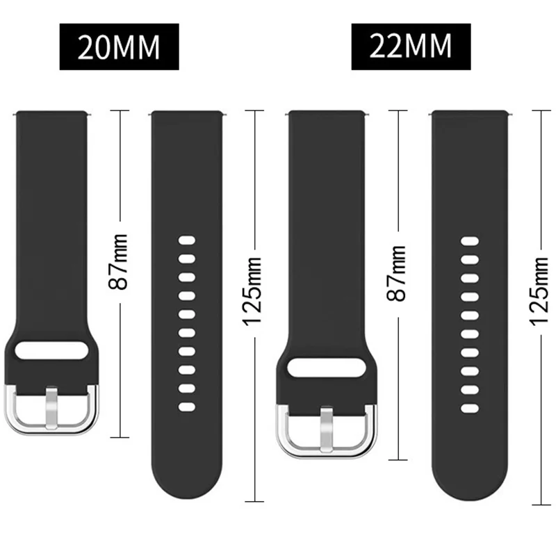 Tali Jam Silikon 20mm 22mm untuk Jam Tangan Samsung Galaxy 42mm Aktif 2 40 44mm Gear S2 Tali Jam Tangan Olahraga Lembut untuk Huami Amazfit 2 4 - 5