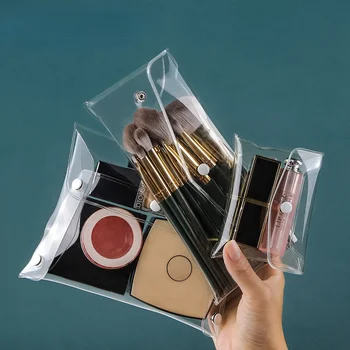 Tas Makeup Tas Kosmetik Organizer Bening Set Penyimpanan Kotak Sikat Portabel Travel Pena Transparan PVC Cuci Perlengkapan Mandi