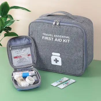 Tas Penyimpanan Obat Portabel Mini Tas Obat Kit Pertolongan Pertama Travel Organizer Tas Bertahan Hidup Darurat Luar Ruangan Berkemah Kotak Pil