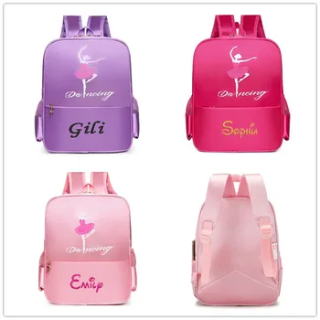 Tas Punggung Tari Anak Bordir yang Dipersonalisasi untuk Anak Perempuan Ballerina Pink Duffel untuk Selempang Kelas Balet Nama Kustom Tas Balet