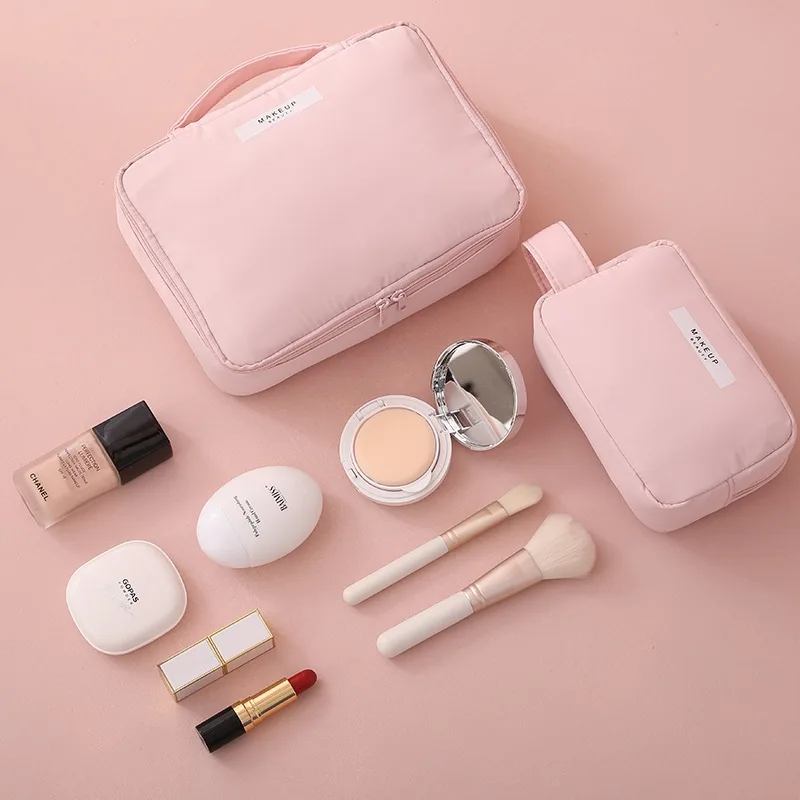 Tas Makeup untuk Wanita Perlengkapan Mandi Organizer Tahan Air Perjalanan Membuat Kantong Penyimpanan Wanita Kapasitas Besar Kotak Kosmetik Portabel - 3