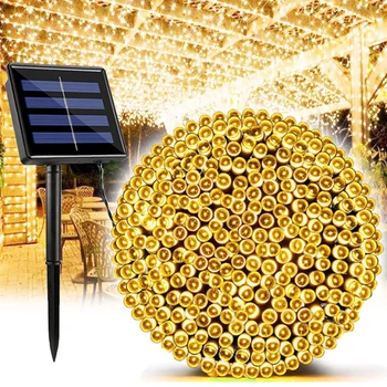 Tenaga Surya LED String Lampu Outdoor Tahan Air Peri Lampu String Solar Garland untuk Teras Pernikahan Natal Lampu Taman