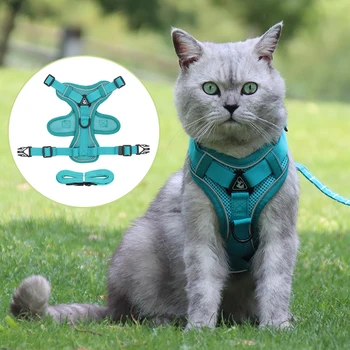 Terbaru Adjustable Kucing Rompi Harness untuk Kucing Gotas Aksesoris Reflektif Sphynx Katten Anjing Peliharaan Memanfaatkan Tali Mascotas Perlengkapan