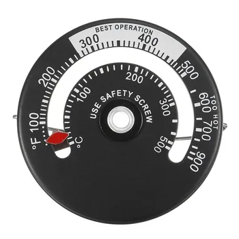 Termometer Kompor Kipas Perapian Magnetik untuk Pembakar Kayu Gelondongan Kompor Oven Barbekyu Indikator Pembakaran Alat Pengukur Suhu