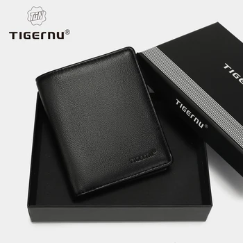 Tigernu Dompet Pendek Pria Dompet Bisnis Pemblokiran RFID Dompet Koin Kartu Desainer Tipis untuk Pria