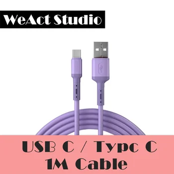 Tipe-C USBC Pengisian cepat Kabel 3A jalur data silikon karet lembut cair warna ponsel