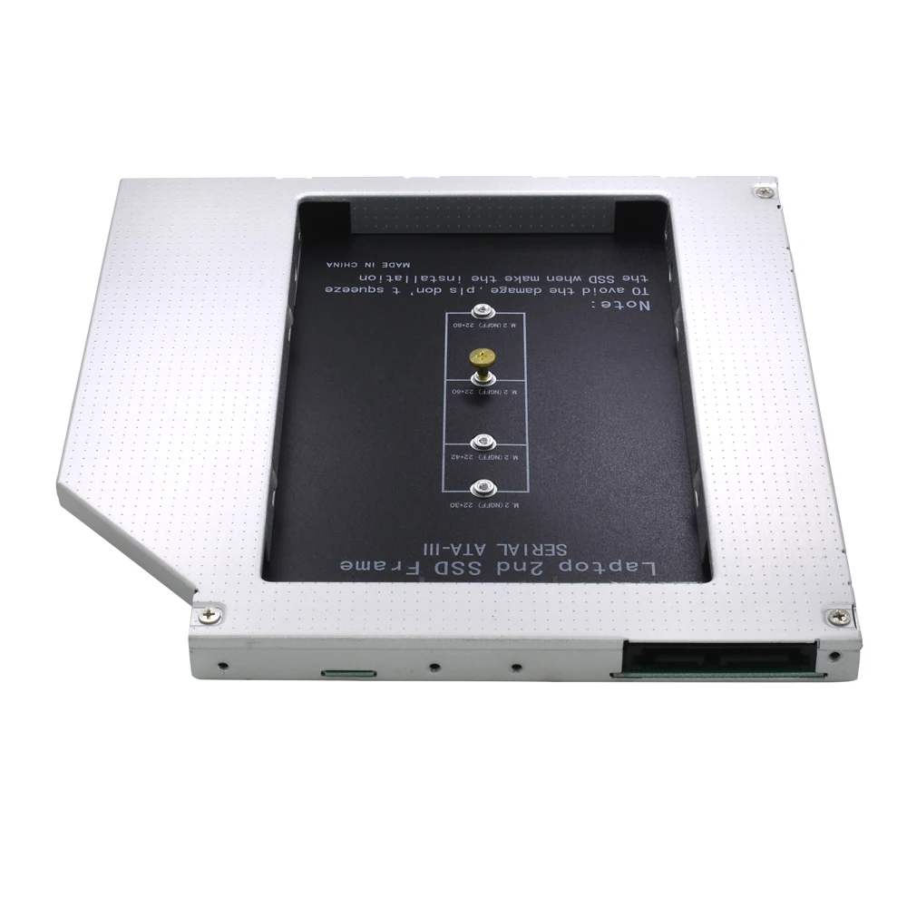 Tishric Caddy SATA 3.0 9.5 Mm M. 2 M2 NGFF Penutup Disk Hard Drive HDD SSD ke-2 Detik ke-2 untuk Casing Optibay Aluminium DVD-ROM Laptop - 1