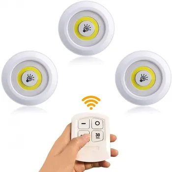 Tongkol Terang Di Bawah Lampu Kabinet 3W LED Remote Kontrol Nirkabel Dapat Diredupkan Lampu Malam Lemari Pakaian Rumah Lemari Kamar Tidur Dapur