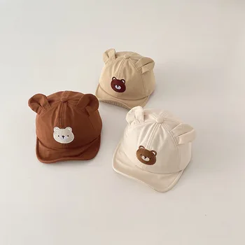 Topi Telinga Beruang Bayi Lucu Korea Pelindung Anak Topi Baseball Anak Laki-laki Perempuan Uniseks Topi Matahari Baru Lahir Topi Anak-anak Topi
