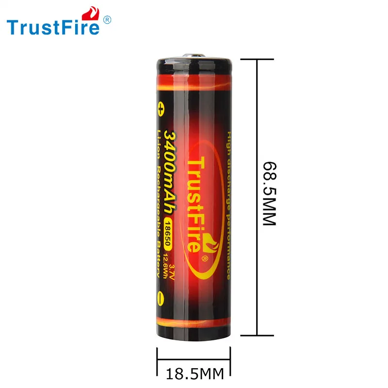 TrustFire 100% Asli 3.7 V 18650 2400 mAh 3000 mAh 3400 mAh Li-ion Baterai Isi Ulang 2 Pcs untuk Senter Mainan dengan PCB - 3