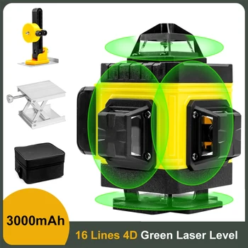 UYANGG16 Garis 4D Tingkat Laser Hijau Meratakan Sendiri Jarak Jauh Nirkabel 360 Garis Silang Horizontal & Vertikal Tingkat Laser Steker UE