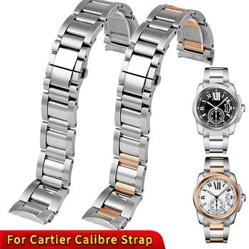 Untuk Cartier Calibre W7100037 / W7100041 / W7100015 Gelang Jam Logam Pria Baja Tahan Karat Berkualitas Tinggi 23mm Gelang Jam Tangan Tali Pergelangan Tangan