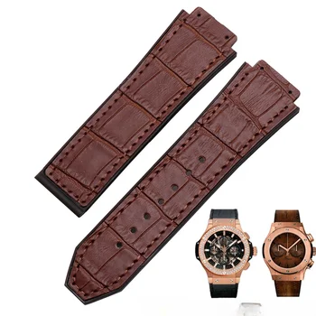 Untuk Hublot Yubo Watchband Big Bang Classic Fusion Kulit Berkualitas Tinggi Silikon Underskin Coklat Hitam 19mm Tali Jam Tangan Tahan Lama